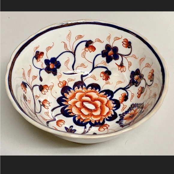 Rare Unmarked Unrecorded Pattern Gaudy Welsh Scalloped Floral Pedestal Bowl - Picture 3 of 9